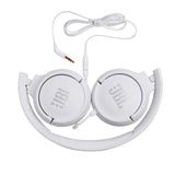 JBL Tune 500 Powerful Bass On-Ear Headphones with Mic (White)