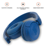 JBL T460BT Extra Bass Wireless On-Ear Headphones with 11 Hours Playtime & Mic (Blue)