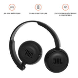 JBL T460BT Extra Bass Wireless On-Ear Headphones with 11 Hours Playtime & Mic (Black)