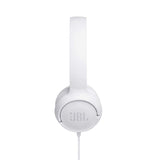 JBL Tune 500 Powerful Bass On-Ear Headphones with Mic (White)