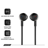 JBL Tune 205 Pure Bass Metal Earbud Headphones with Mic (Black)