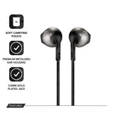 JBL Tune 205 Pure Bass Metal Earbud Headphones with Mic (Black)