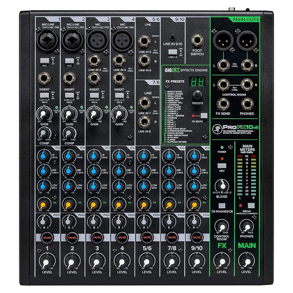 Mackie ProFXv3 Series, ProFX10v3 10-Channel Professional Effects Mixer With ProTools First And Musicians Collection Plugs Included.