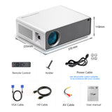 VIVID Projector Full HD Native 1080P Resolution, 4K Supported Android 9.0, RAM: 1GB, ROM: 16GB, BLUETOOTH: 4.0 , 8500 Lumens For Wi-Fi Bluetooth, Mira Cast Home Theatre LED Projector.